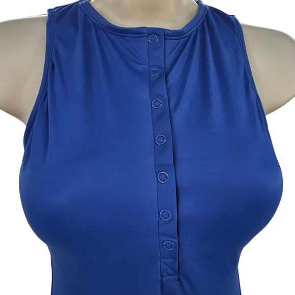 Andie Swim Womans size XS The Malibu One-Piece Swimsuit in Blue Snap Front NEW - Picture 2 of 8